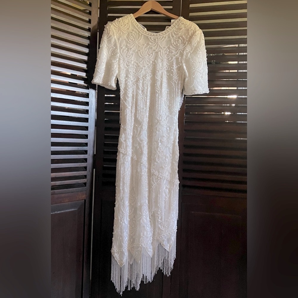 Carina by Barry Lee,  White Beaded Lace Dress!